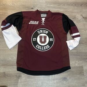 Union College Hockey Jersey JOG Authentic ECAC Men's Size AS-48 Garnet/Black